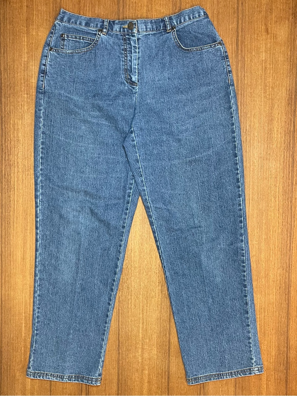 Ruby Rd. Petites Women's Straight Blue Jeans Stretch High Rise Elastic Back 10P